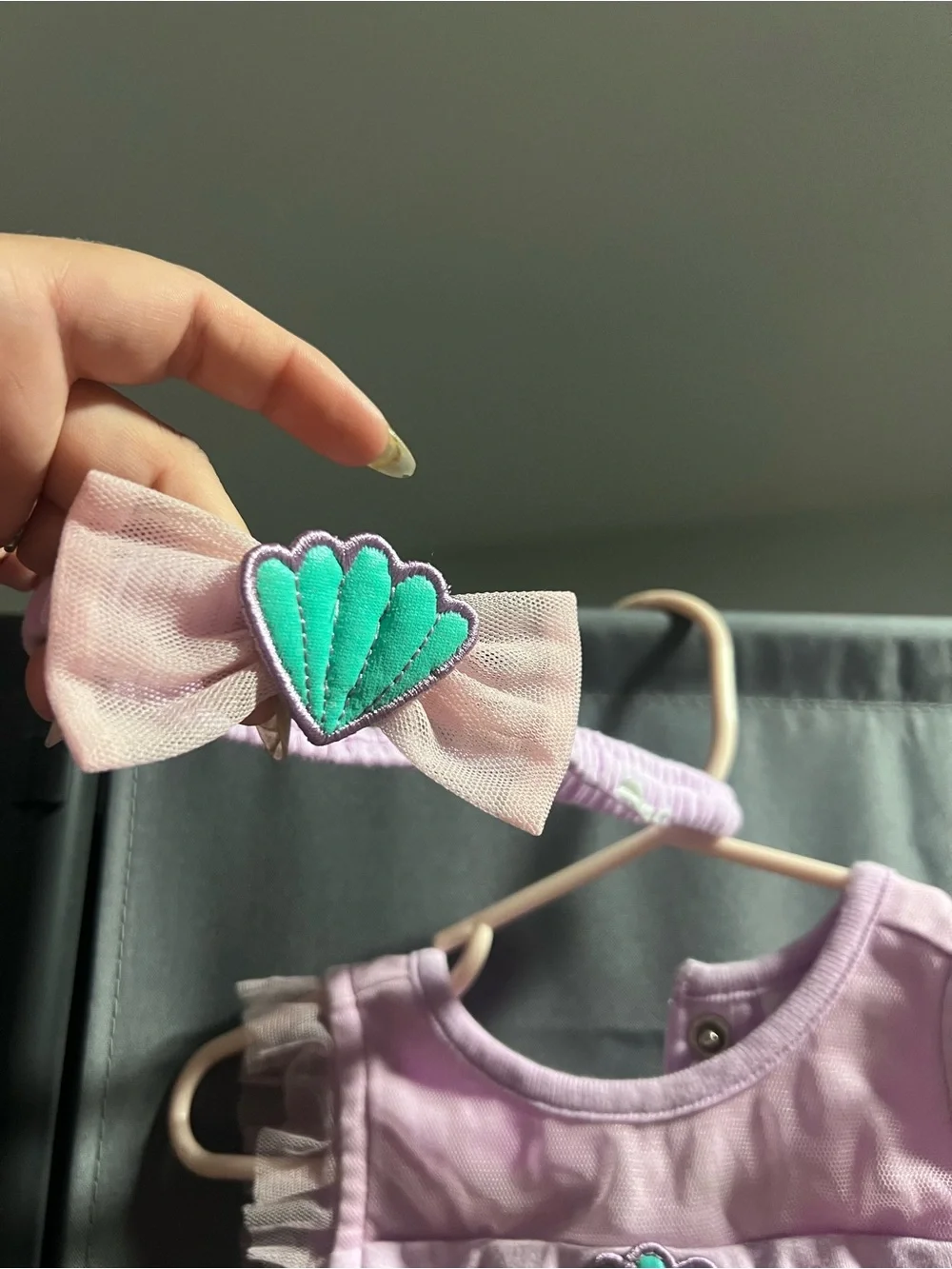 12-18 M Disney Baby Lilac Little Mermaid Tutu Onesie with Teal Shell Accents